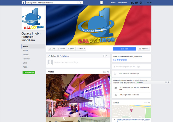 Design pagina facebook franciza imobiliara - Galaxy Imob - Bucuresti