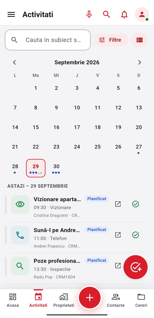 Agenda în aplicația SoftImobiliar CRM