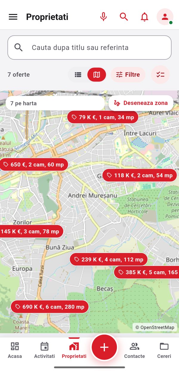Proprietăți în aplicația SoftImobiliar CRM