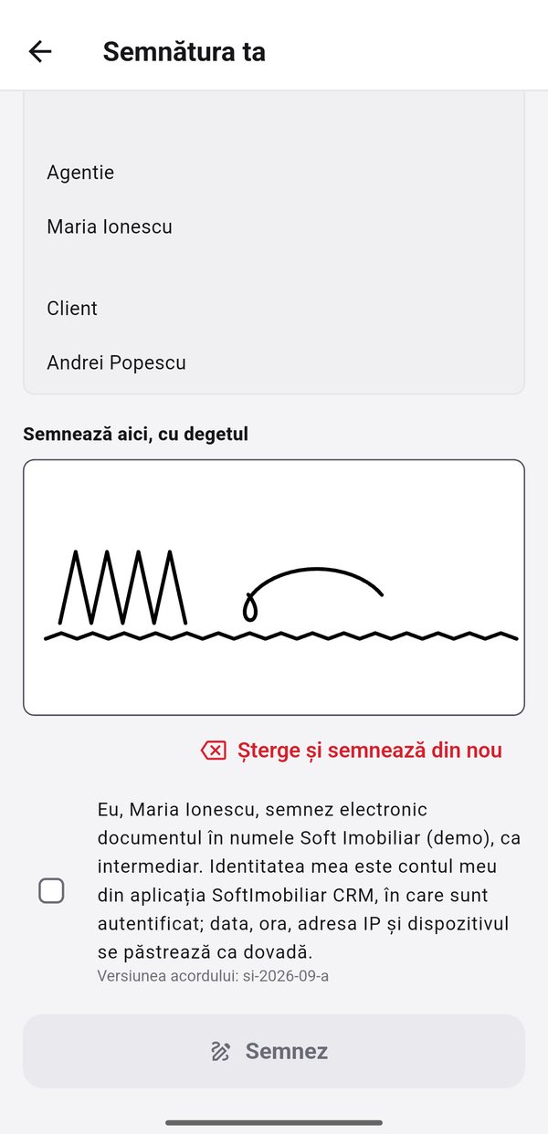Semnătura pe ecranul telefonului